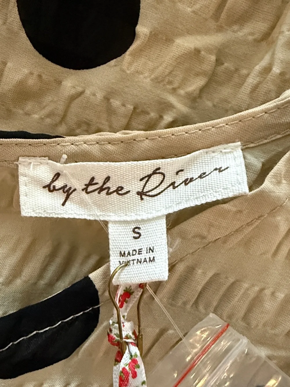 Sleeveless Tan Maxi Dress with Black Polka Dots - Picture 7 of 9